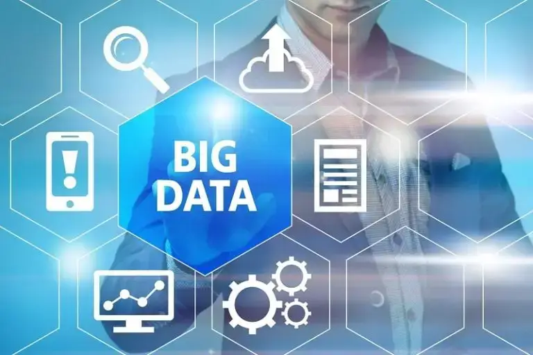 a man pointing a big data with logo