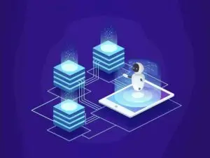 animated file of blocks and phone with robot over