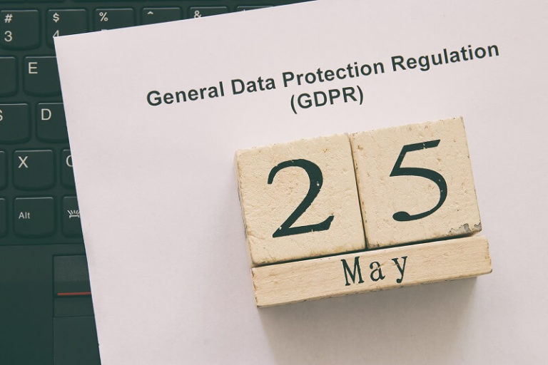 a paper of general data protection regulation and there's 25 may under keyboard